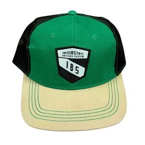 Vintage Interstate Battery IBS Trucker Hat Green BlackMesh Snapback Cap